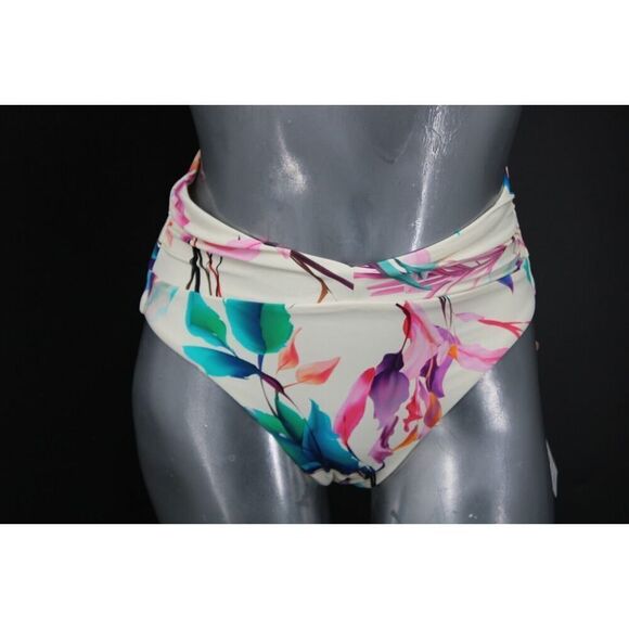 CALIA Women's Shirred V Front High Rise Swim Bottom, Floral XS - Picture 1 of 11